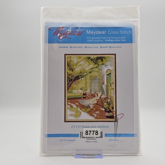 Maydear House Tree Sunshine Cross Stitch Kit Pre-Printed Fabric - Picture 6 of 6